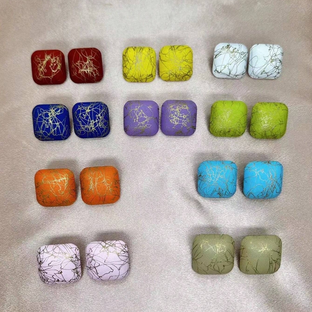 Colorful Square Earrings Set